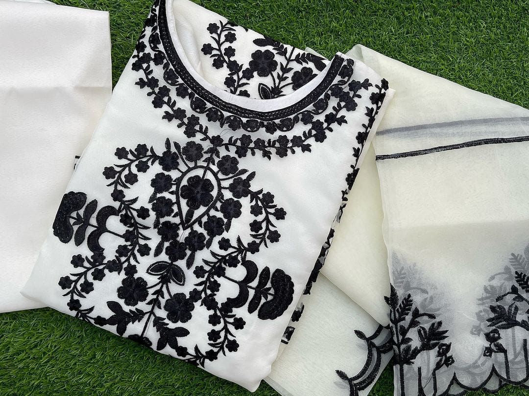 Dur e Fishan organza 2pc stitched