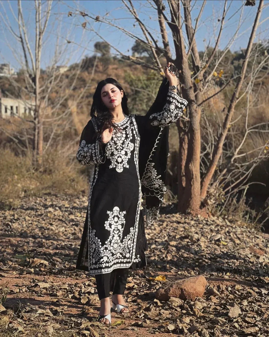 Dur e Fishan organza 2pc stitched