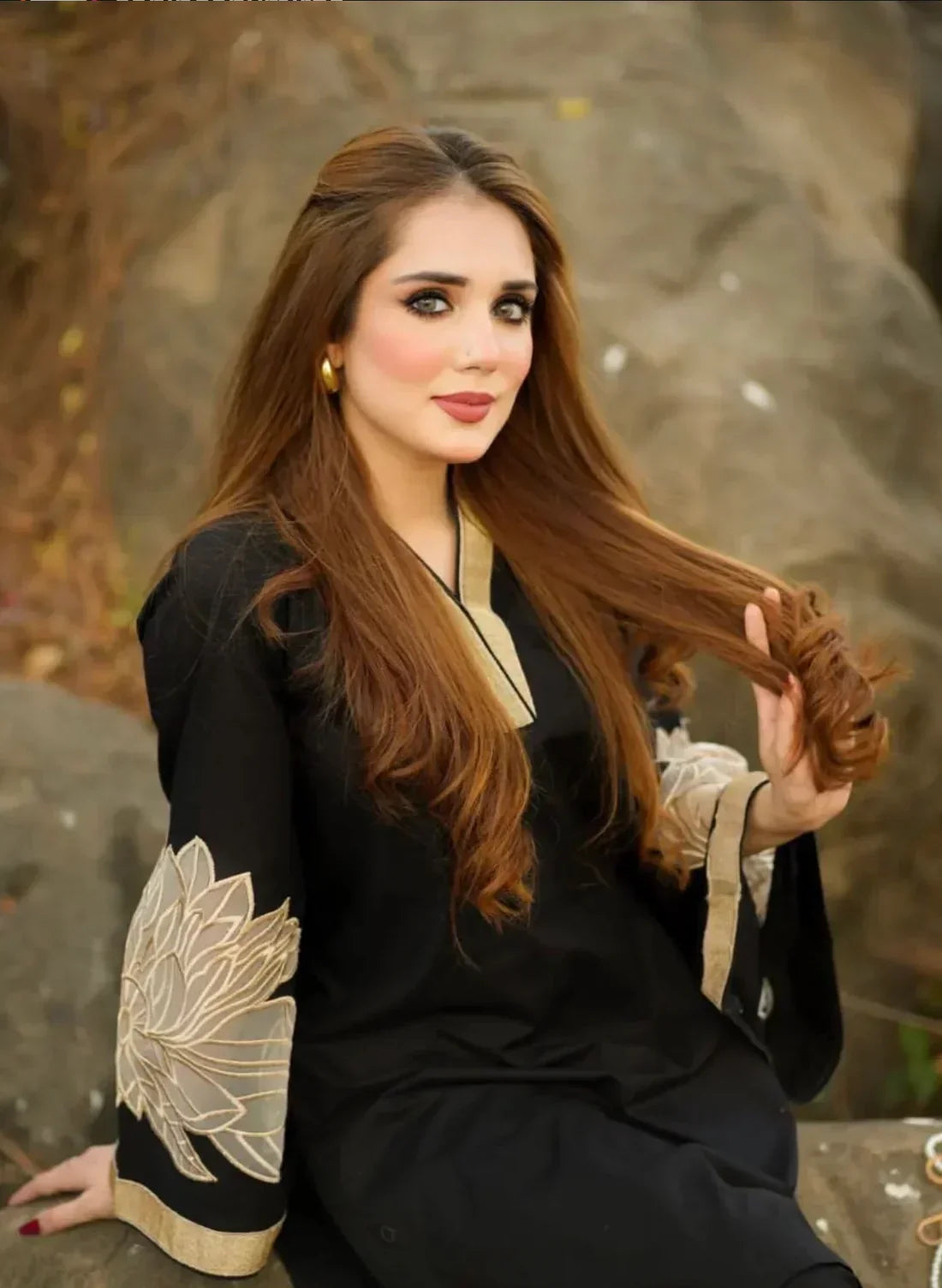 Cross stitched embraided plazo 2pc