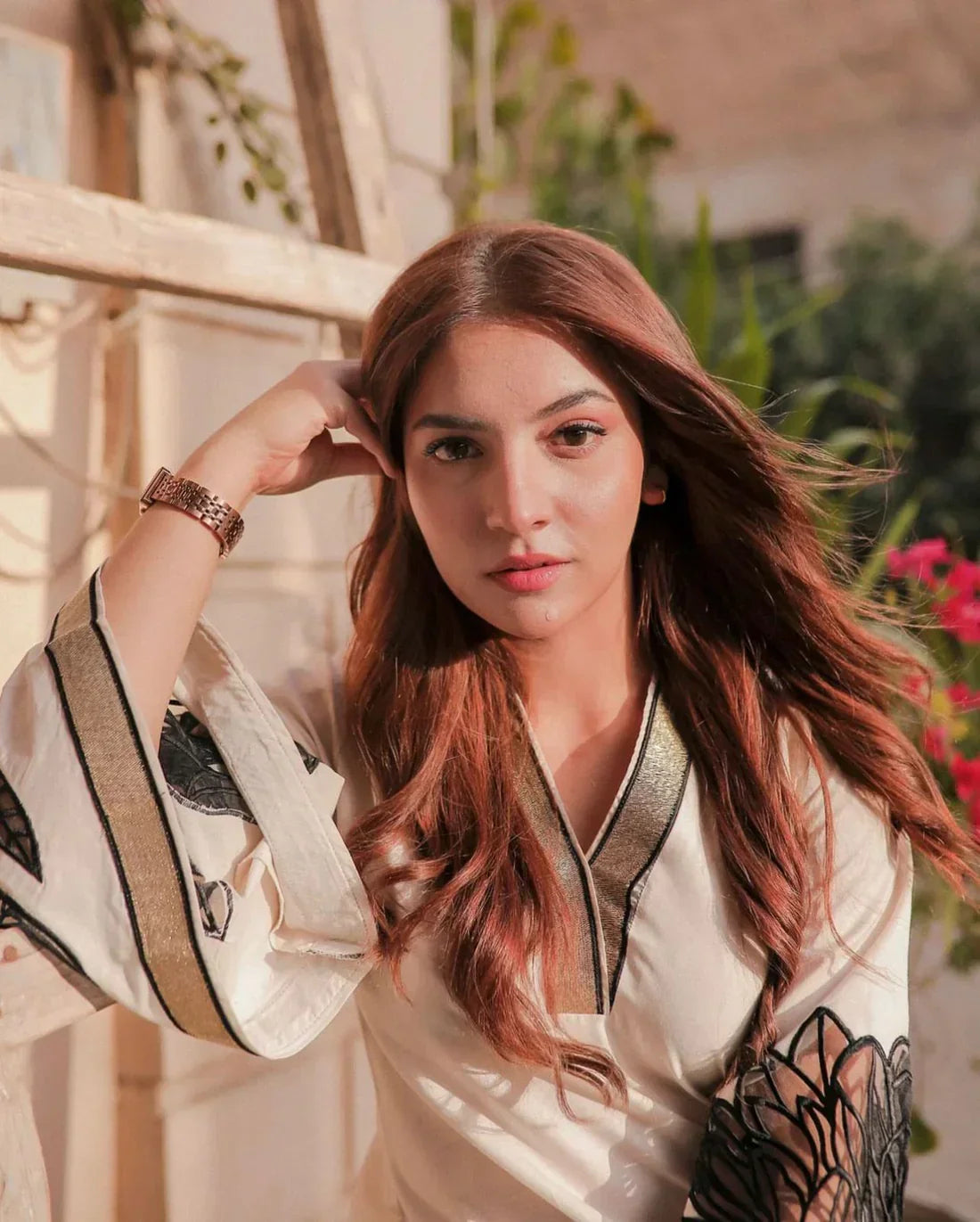 Cross stitched embraided plazzo  2pice